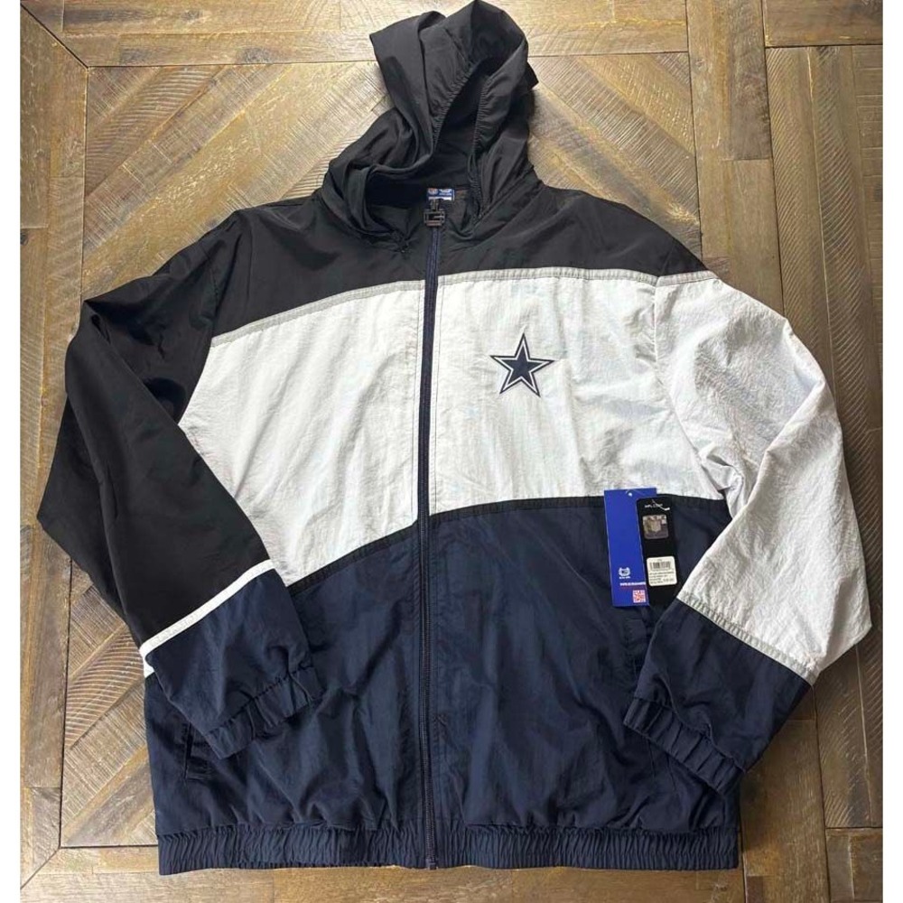 NFL Ultra Game Dallas Cowboys Windbreaker Jacket Navy White XXL UKMK219FCOW-RO